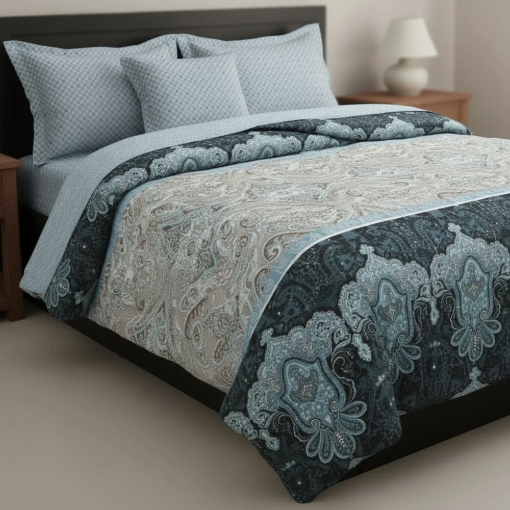 Western Bohemian Teal Multicolor Duvet Blanket King Size 230x260cm